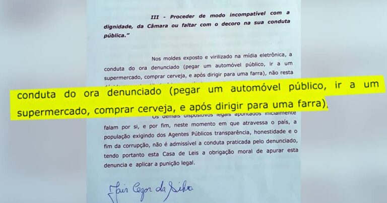 Novas denúncias: Presidente da Câmara também teria usado carro oficial para festa em casa de ex-vereador