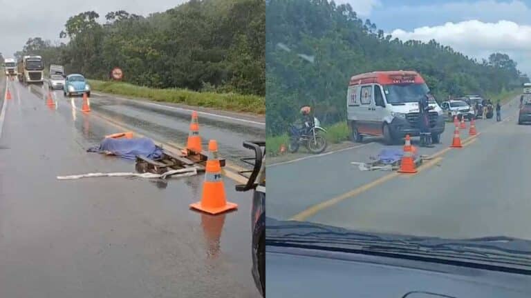 Motociclista morre atropelado ao tentar sinalizar buraco na BR-040, em São Gonçalo do Abaeté